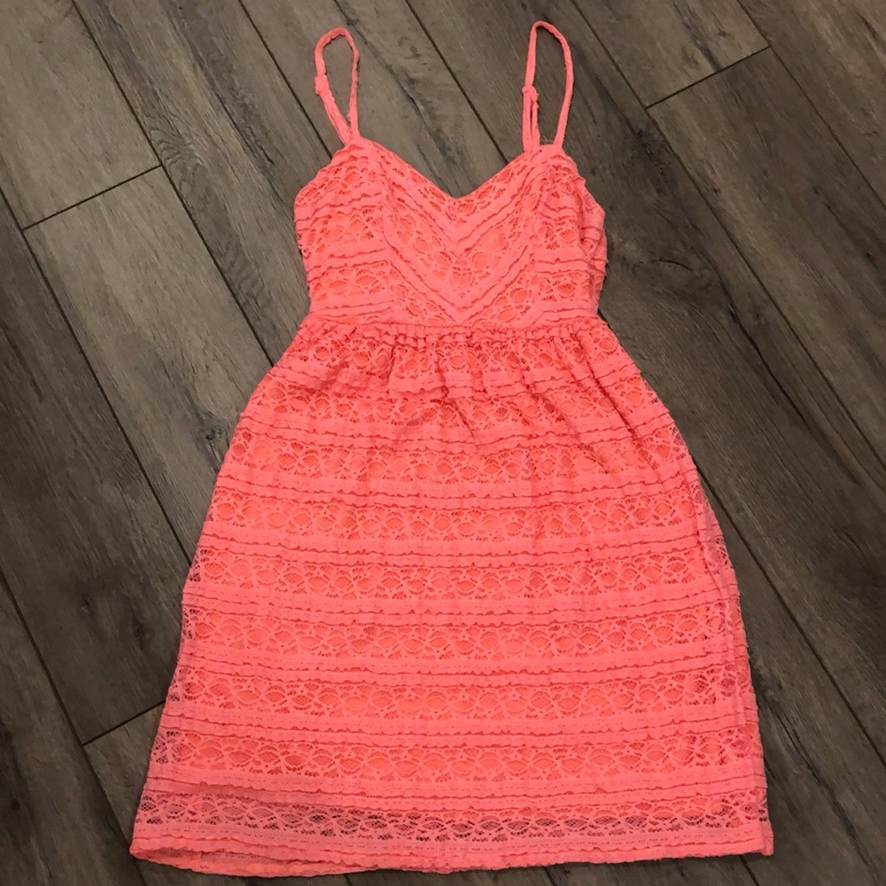 Gorgeous coral lace dress